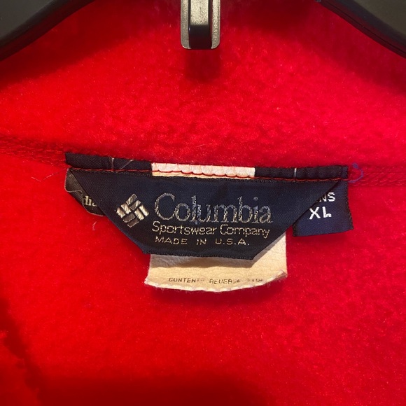 Vintage 90s Columbia Colorblock Red/Purple Fleece Jacket XL - Picture 2 of 7